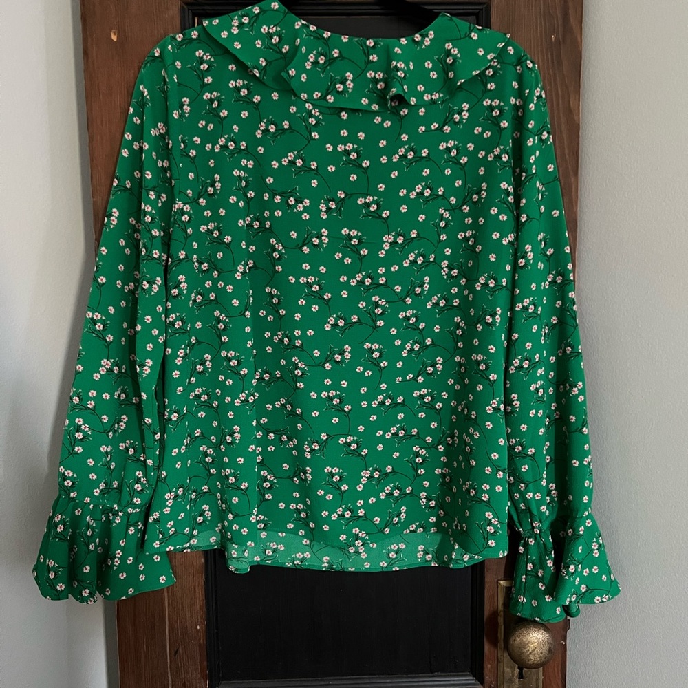 CeCe Green Floral Blouse - Picture 3 of 3